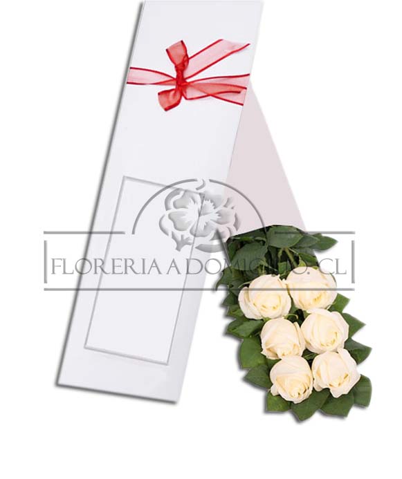 Caja 6 Rosas Blancas